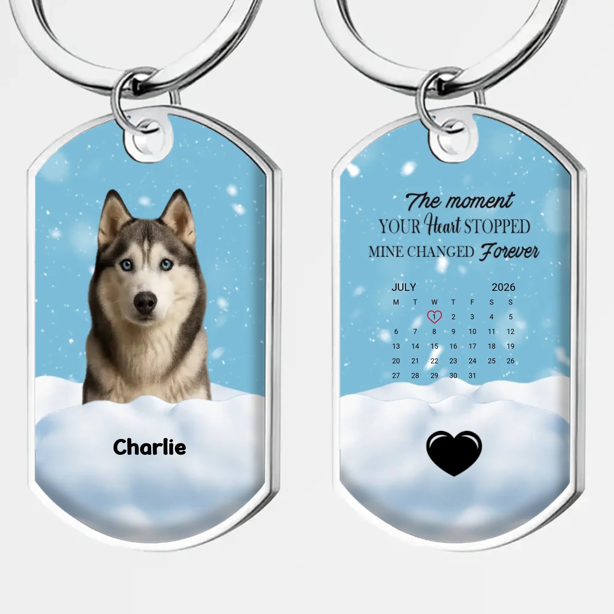 Custom Dog Memorial Keychain – The Moment Your Heart Stopped, Mine Changed Forever - 89Prints