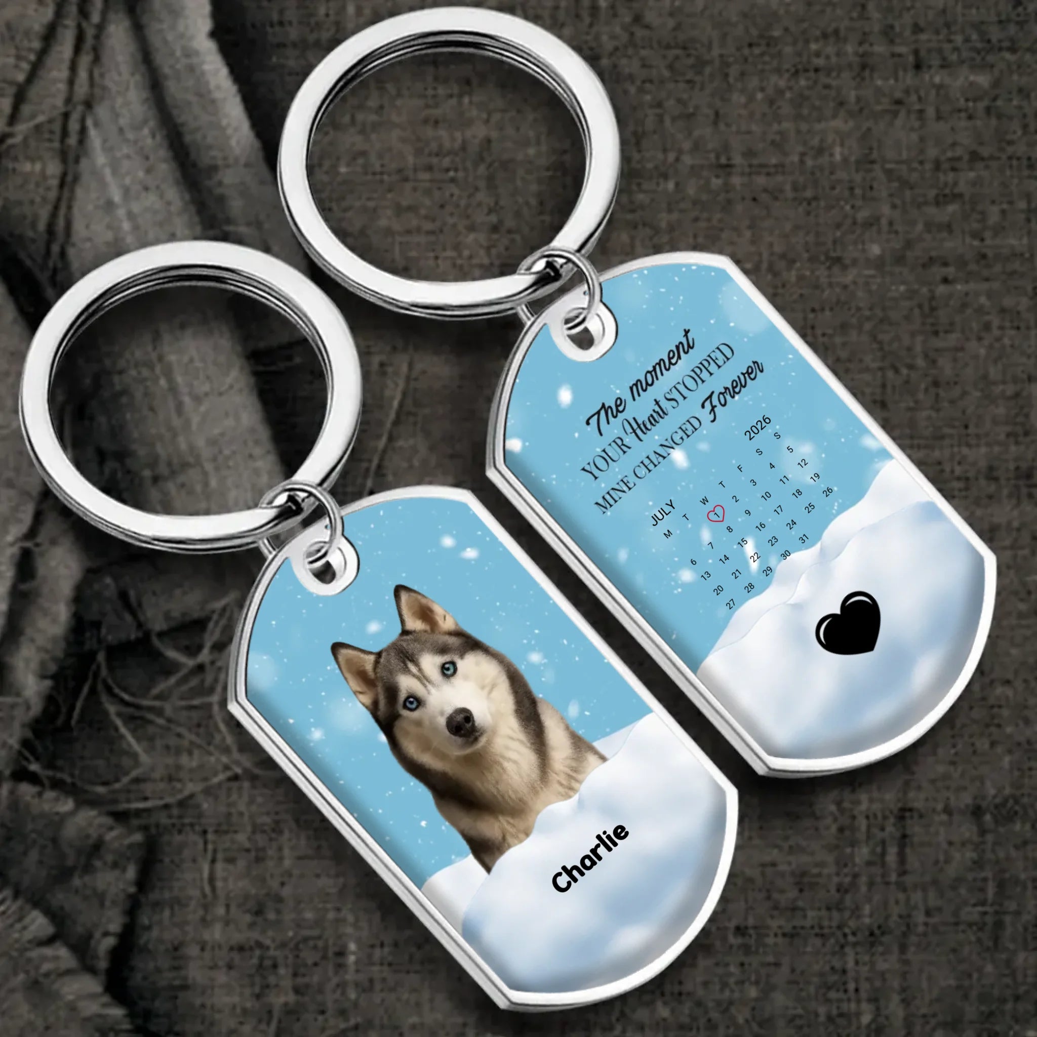 Custom Dog Memorial Keychain – The Moment Your Heart Stopped, Mine Changed Forever - 89Prints