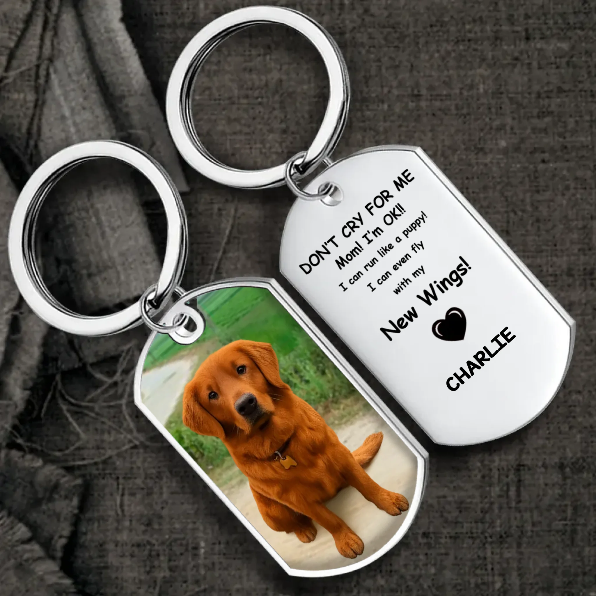 Personalized Dog Memorial Keychain – Custom Pet Photo & Name Remembrance Gift - 89Prints