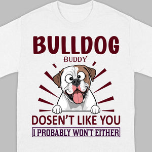 Custom American Bulldog Basic Tee - Bull Dog Doesn't Like You, I Probably Won't Either - 89Prints