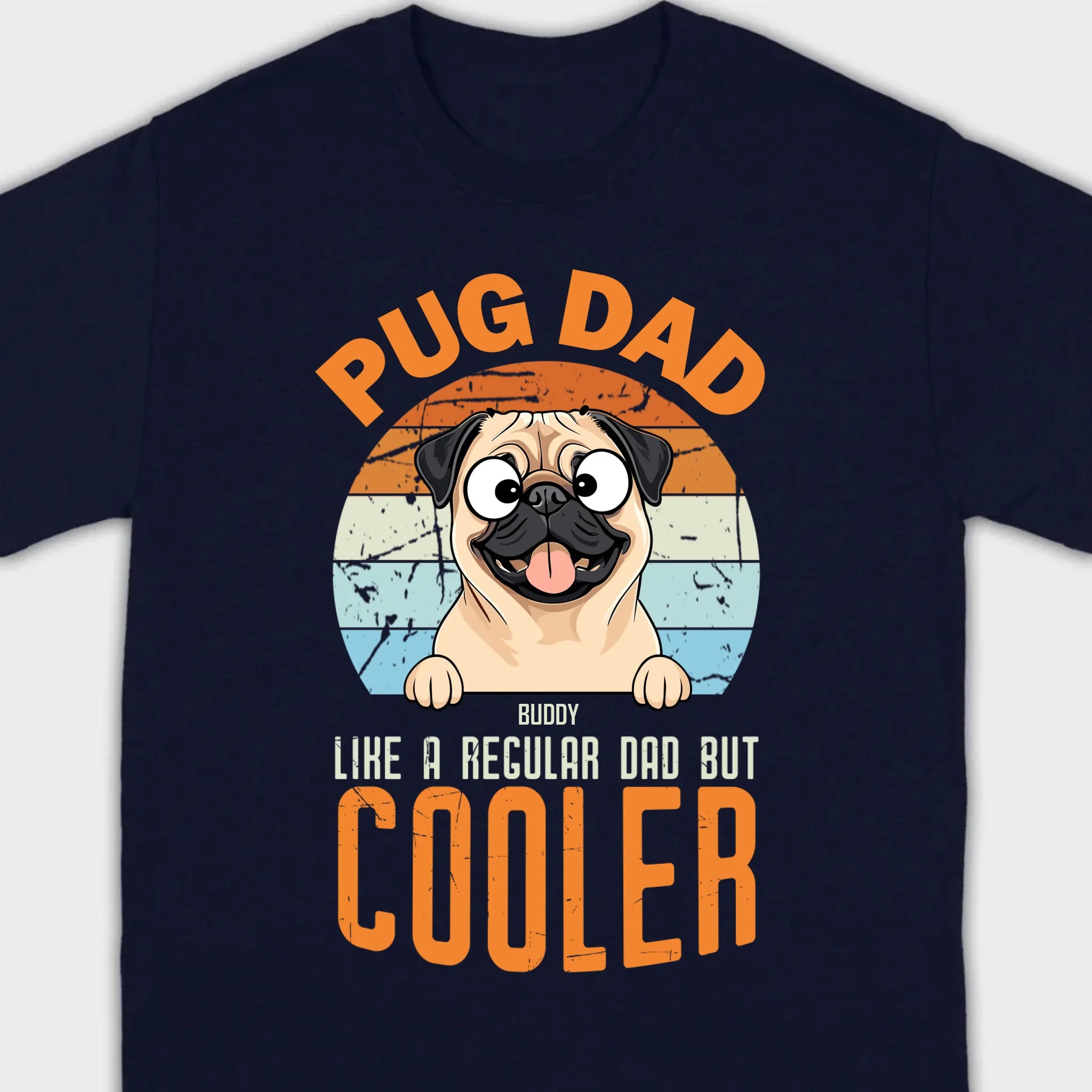 Pug Dad Like A Regular Dad But Cooler Custom Pug Basic Tee - 89Prints