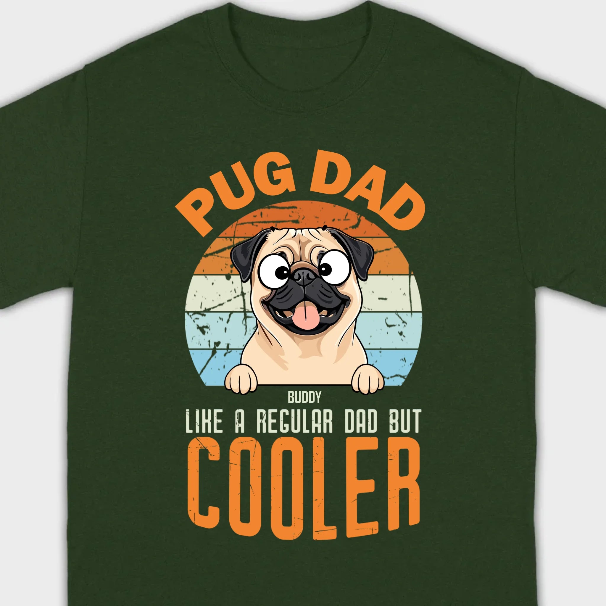 Pug Dad Like A Regular Dad But Cooler Custom Pug Basic Tee - 89Prints