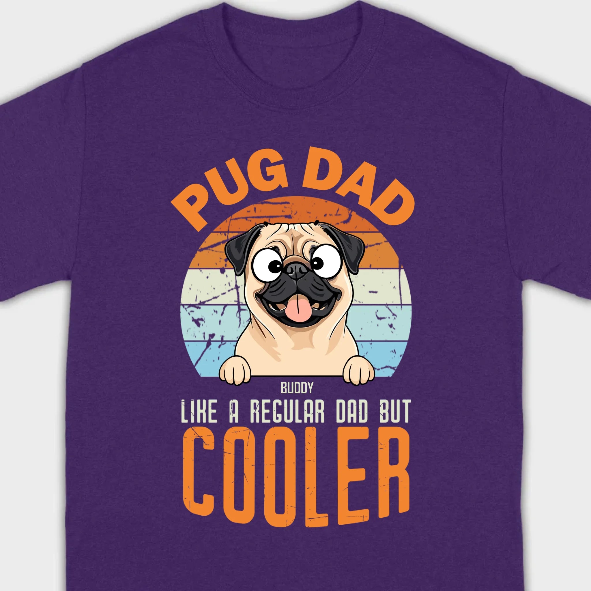Pug Dad Like A Regular Dad But Cooler Custom Pug Basic Tee - 89Prints