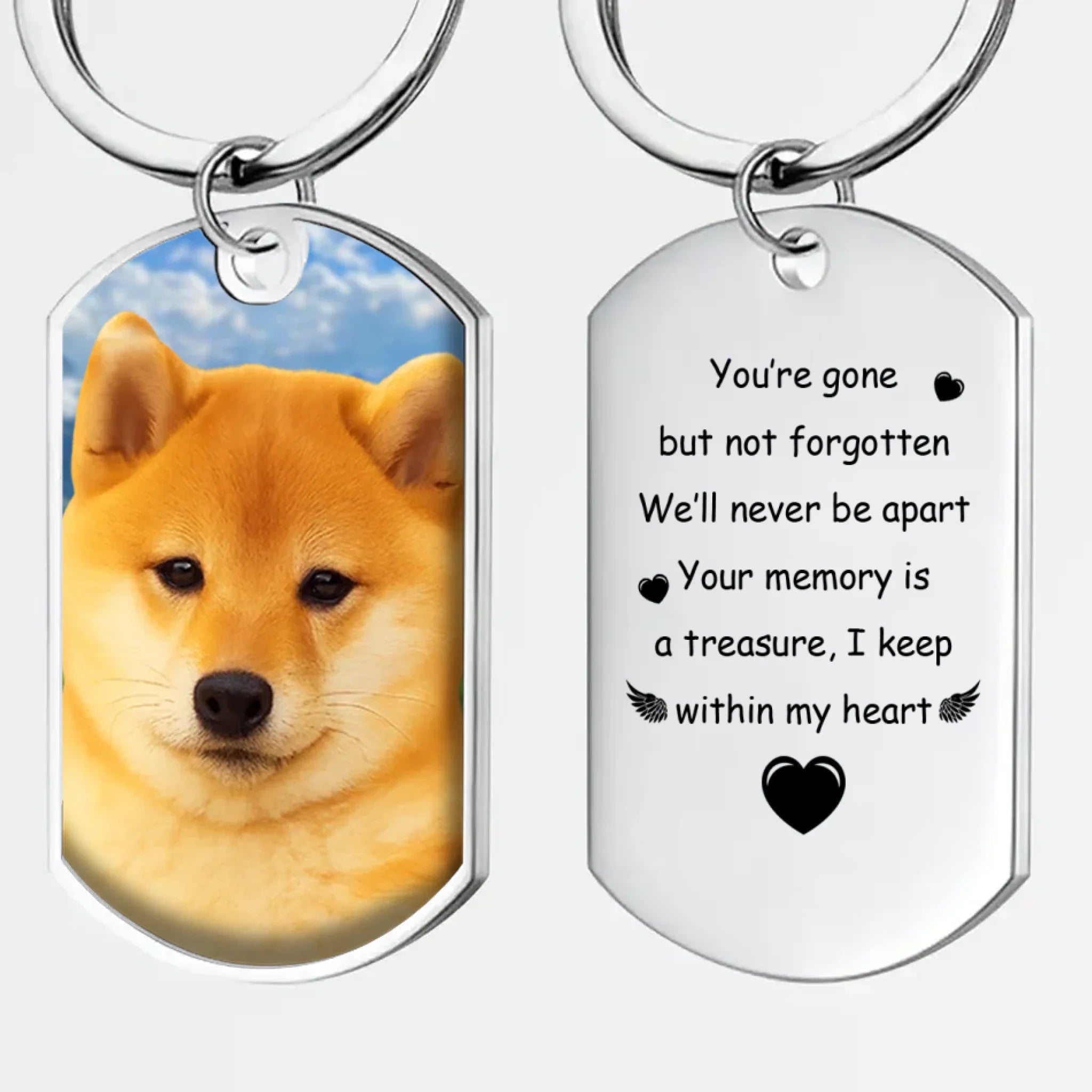Never Apart, Forever Remembered Personalized Dog Photo Keychain – Custom Pet Memorial Keepsake – 89Prints