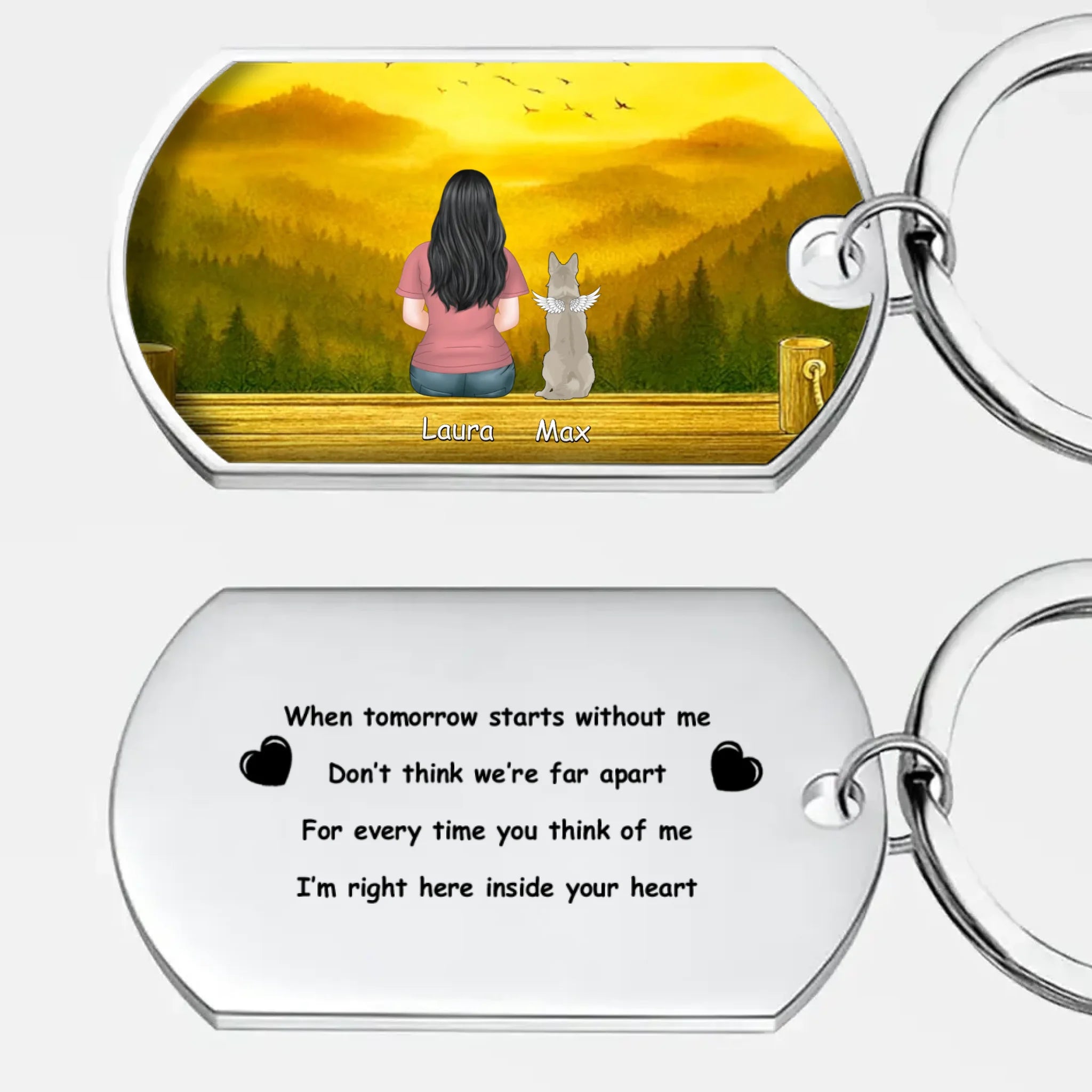 Personalized Memorial Keychain “Inside Your Heart” – Custom Dog Illustration & Name Keepsake Gift - 89Prints