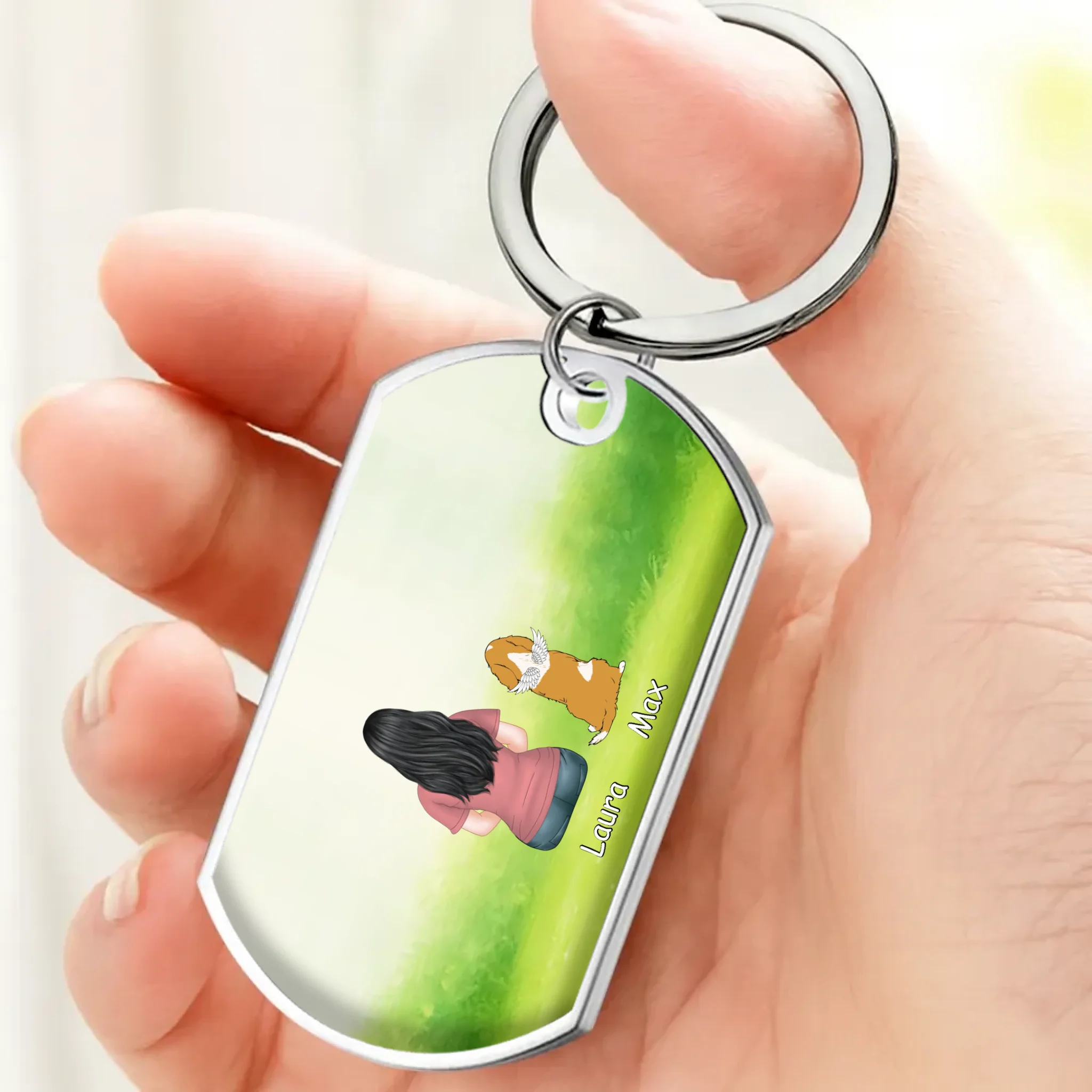 Personalized Pet Loss Keychain “Mine Changed Forever” – Custom Dog Illustration & Names Keepsake - 89Prints