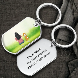 Personalized Pet Loss Keychain “Mine Changed Forever” – Custom Dog Illustration & Names Keepsake - 89Prints