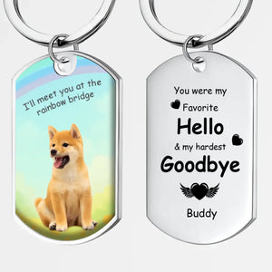 Personalized Pet Photo & Name Keychain “Hello & Goodbye” – Rainbow Bridge Keepsake Gift - 89Prints