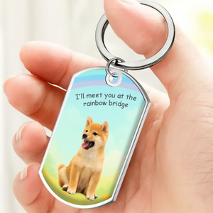 Personalized Pet Photo & Name Keychain “Hello & Goodbye” – Rainbow Bridge Keepsake Gift - 89Prints