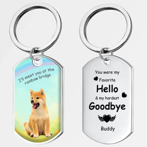 Personalized Pet Photo & Name Keychain “Hello & Goodbye” – Rainbow Bridge Keepsake Gift - 89Prints