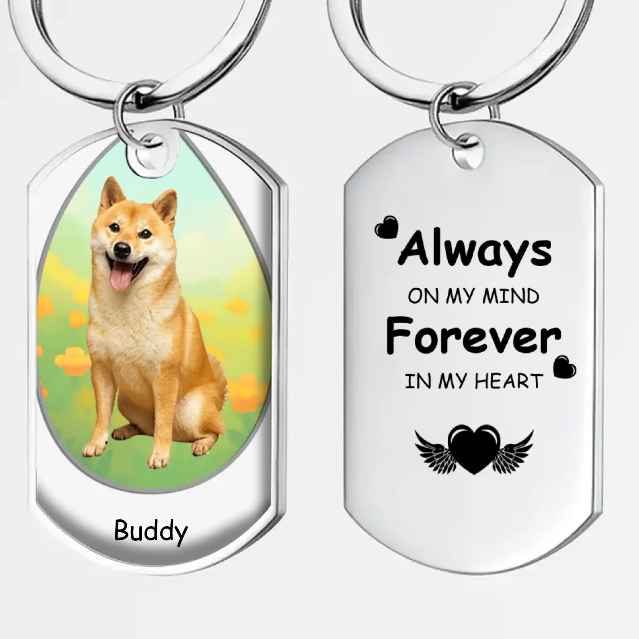 Personalized Pet Photo & Name Keychain “Always on My Mind” – Loving Memory Keepsake Gift - 89Prints
