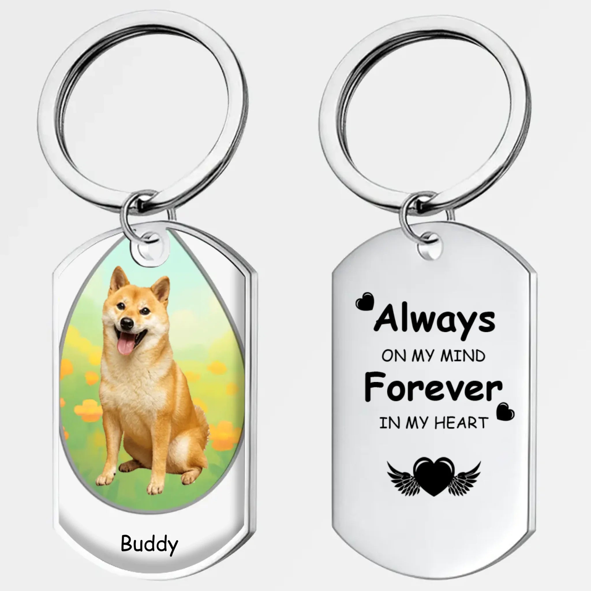 Personalized Pet Photo & Name Keychain “Always on My Mind” – Loving Memory Keepsake Gift - 89Prints