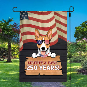 Personalized Patriotic Dog Garden Flag – Custom Pet Name “Liberty & Paws: 250 Year!”- 89Prints