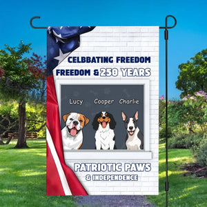 Personalized Patriotic Paws Garden Flag – Custom Dog Names, 250 Years of Freedom - 89Prints