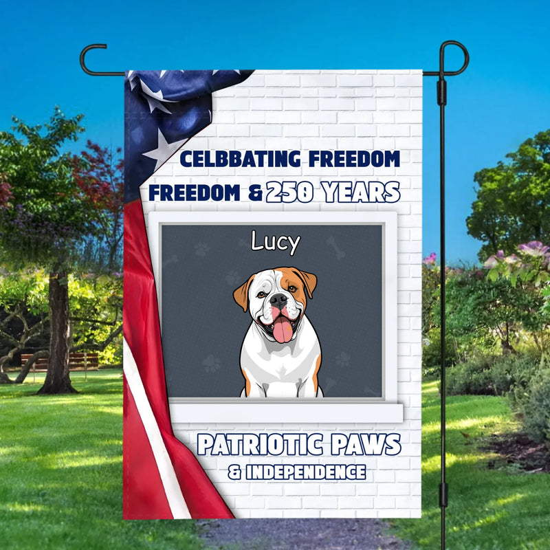 Personalized Patriotic Paws Garden Flag – Custom Dog Names, 250 Years of Freedom - 89Prints