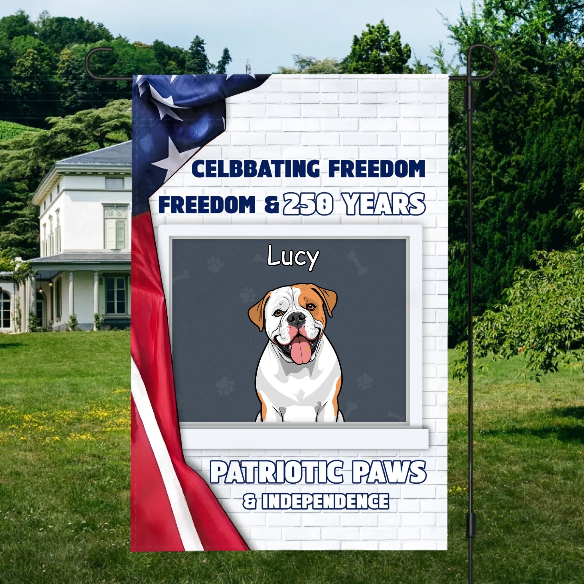 Personalized Patriotic Paws Garden Flag – Custom Dog Names, 250 Years of Freedom - 89Prints