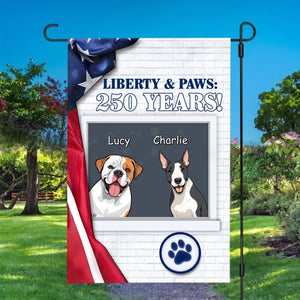 Liberty & Paws Personalized Garden Flag – Custom Dog Name, 250 Years Celebration - 89Prints