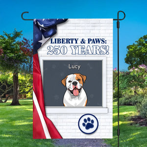 Liberty & Paws Personalized Garden Flag – Custom Dog Name, 250 Years Celebration - 89Prints