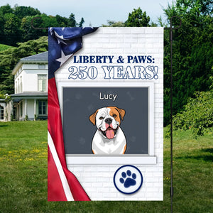 Liberty & Paws Personalized Garden Flag – Custom Dog Name, 250 Years Celebration - 89Prints