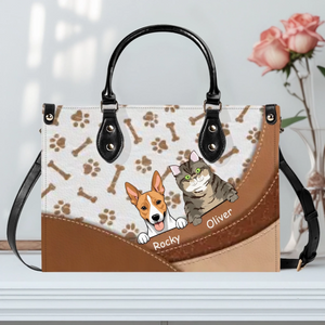 Personalized Pet Handbag – Custom Dog & Cat Names, Cute Paw Print Design - 89Prints