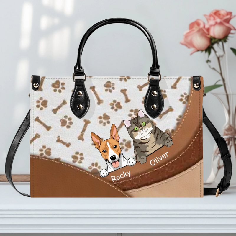 Personalized Pet Handbag – Custom Dog & Cat Names, Cute Paw Print Design - 89Prints