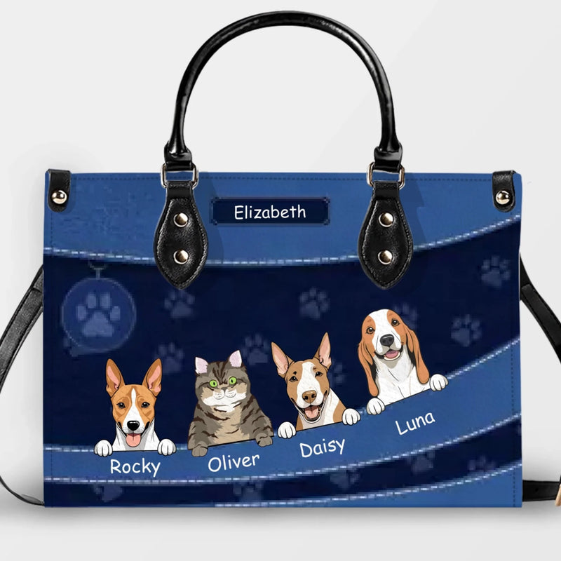 Custom Pet Handbag – Personalized Dog & Cat Names with Paw Print Pattern - 89Prints