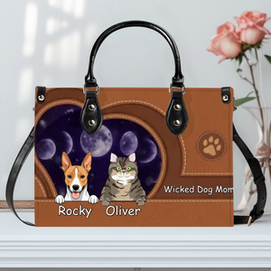 Custom Pet Handbag – Personalized Dog Name with Leather-Style Paw Pattern - 89Prints