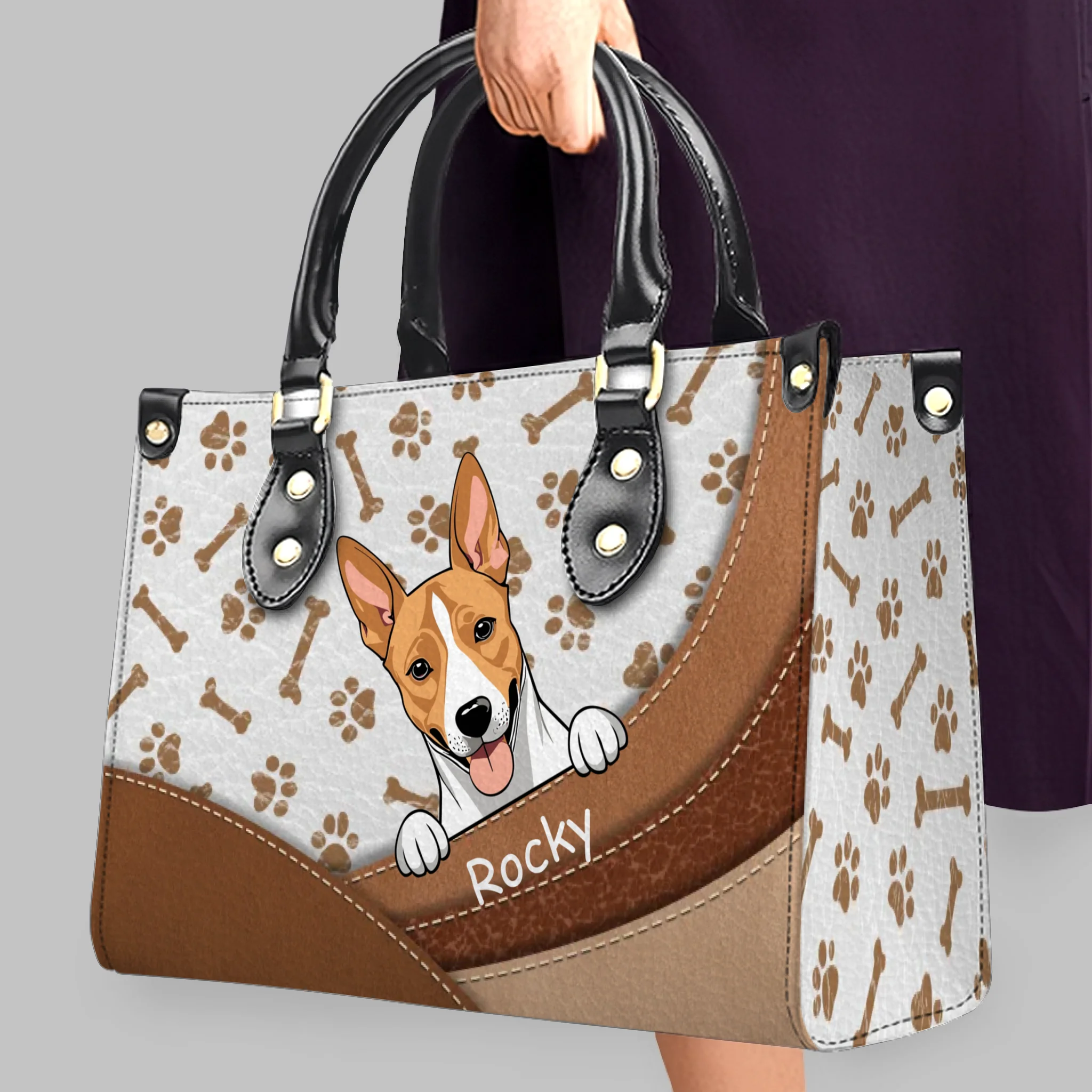 Personalized Pet Handbag – Custom Dog & Cat Names, Cute Paw Print Design - 89Prints