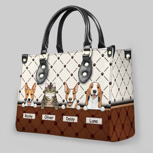 Custom Pet Illustration Handbag - Personalized Multi-Pet Names & Fur Baby Portrait HandBag - 89Prints
