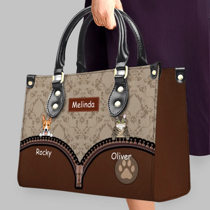 Personalized Multi-Pet Handbag with Custom Names and Fur Baby Illustration - 89Prints