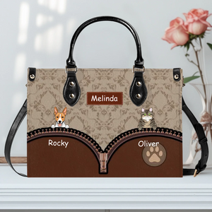 Personalized Multi-Pet Handbag with Custom Names and Fur Baby Illustration - 89Prints