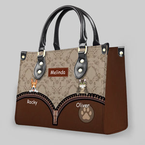 Personalized Multi-Pet Handbag with Custom Names and Fur Baby Illustration - 89Prints