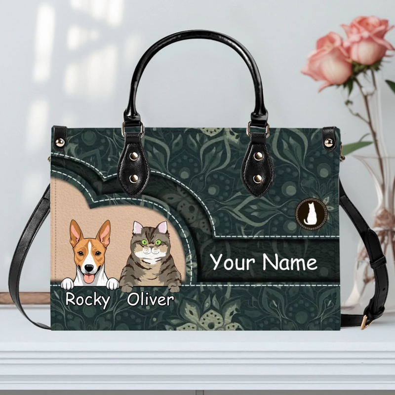 Personalized Pet Art Handbag with Custom Names and Multi Pet Illustrations - 89Prints