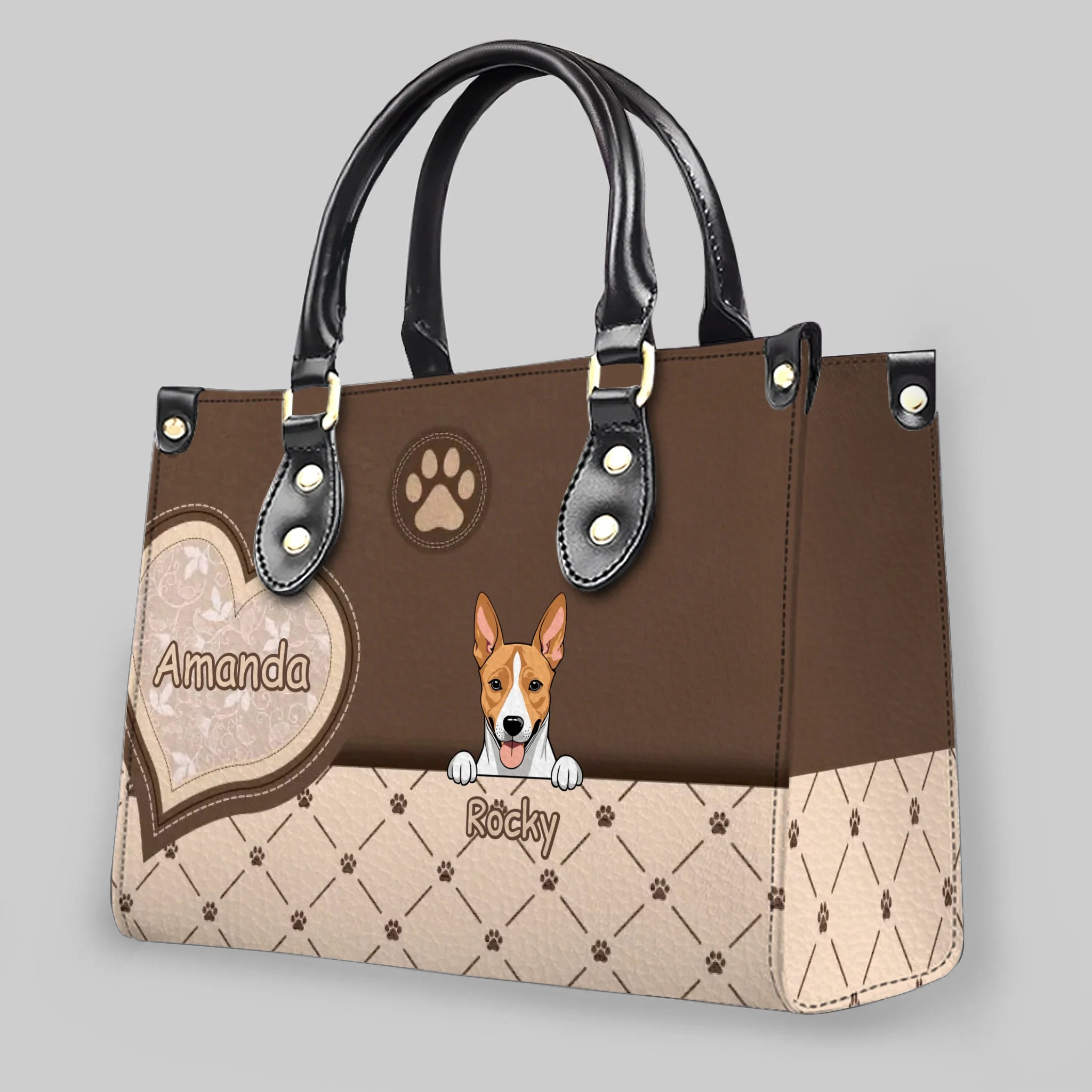 Personalized Multi-Pet Handbag with Custom Names and Illustrations - 89Prints