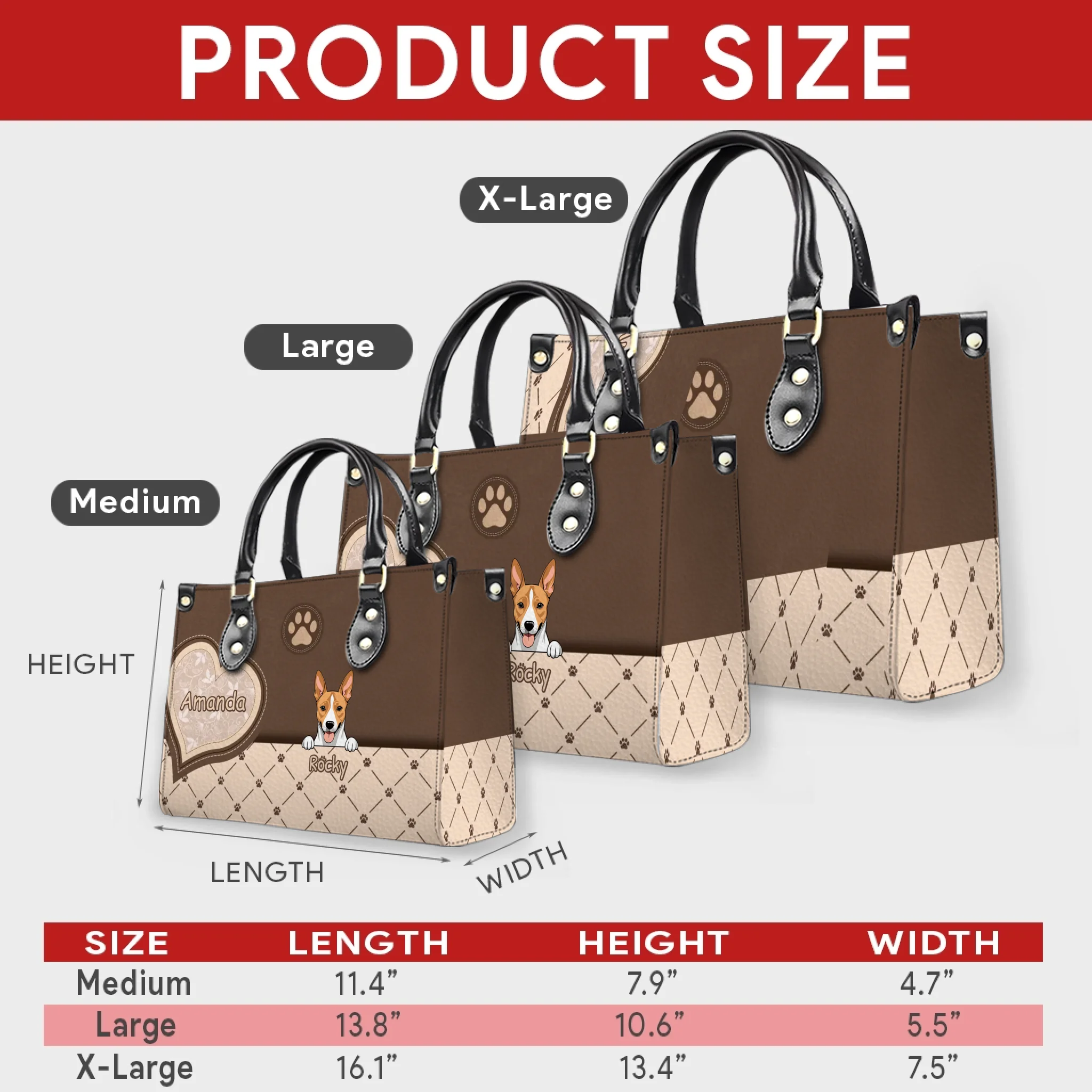 Personalized Multi-Pet Handbag with Custom Names and Illustrations - 89Prints