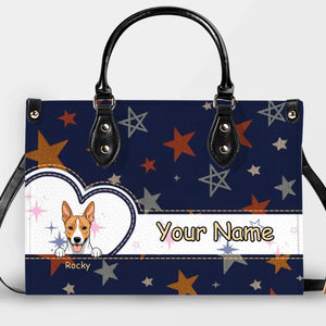 Personalized Basenji Dog Star Pattern HandBag – Custom Name & Pet Photo Handbag – 89Prints