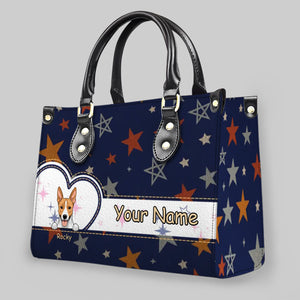 Personalized Basenji Dog Star Pattern HandBag – Custom Name & Pet Photo Handbag – 89Prints