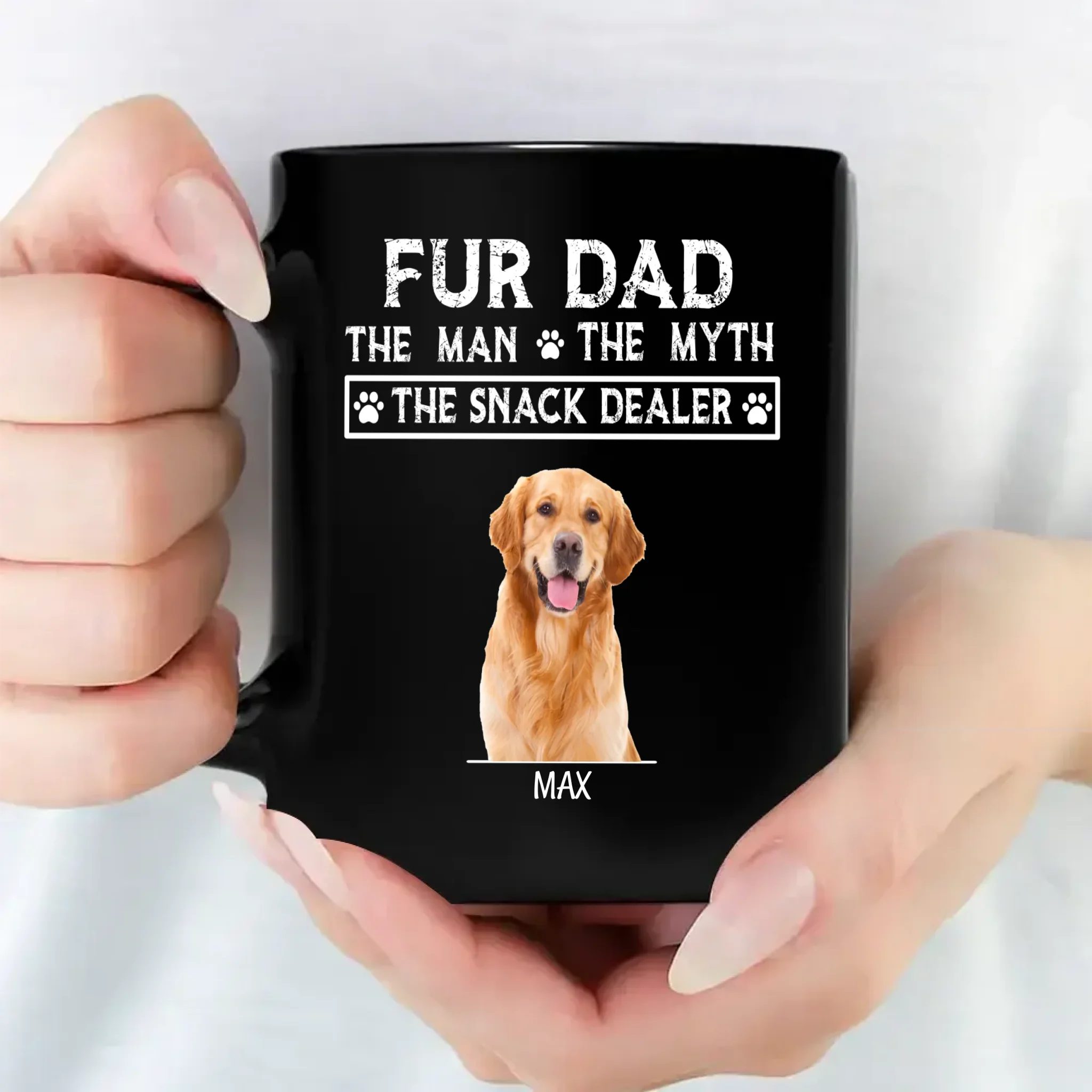 Thoughtful Fur Dad Mug With Dog Picture – The Man, The Myth - 89Prints