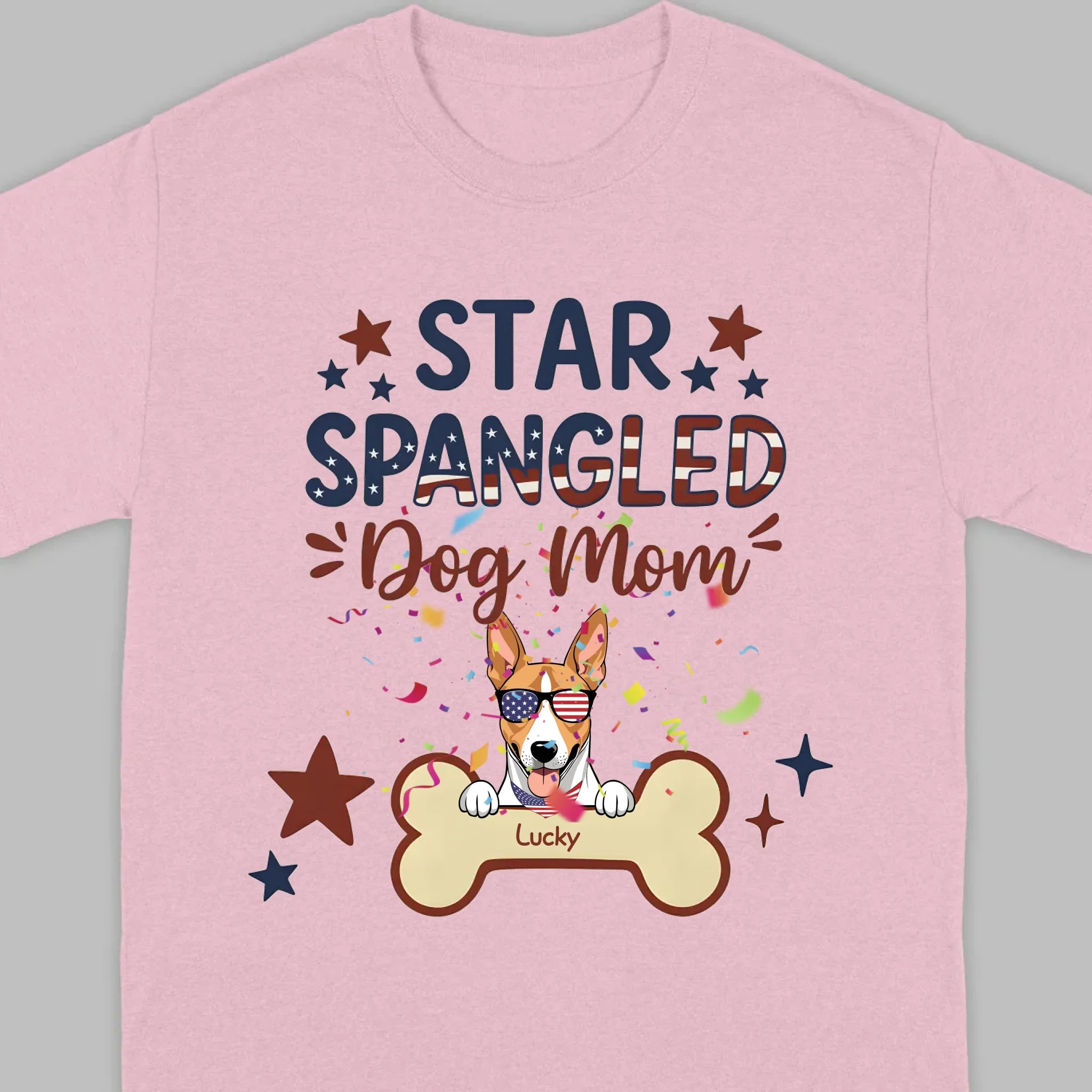 Star Spangled Dog Mom T-Shirt – Patriotic Dog Mom Shirt with Cute American Flag Dog - 89Prints