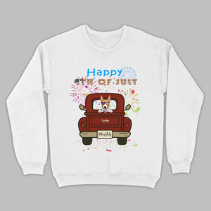 American Pup 4th of July Hoodie – Red Truck & Festive Fireworks - 89Prints