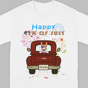 American Pup 4th of July Hoodie – Red Truck & Festive Fireworks - 89Prints