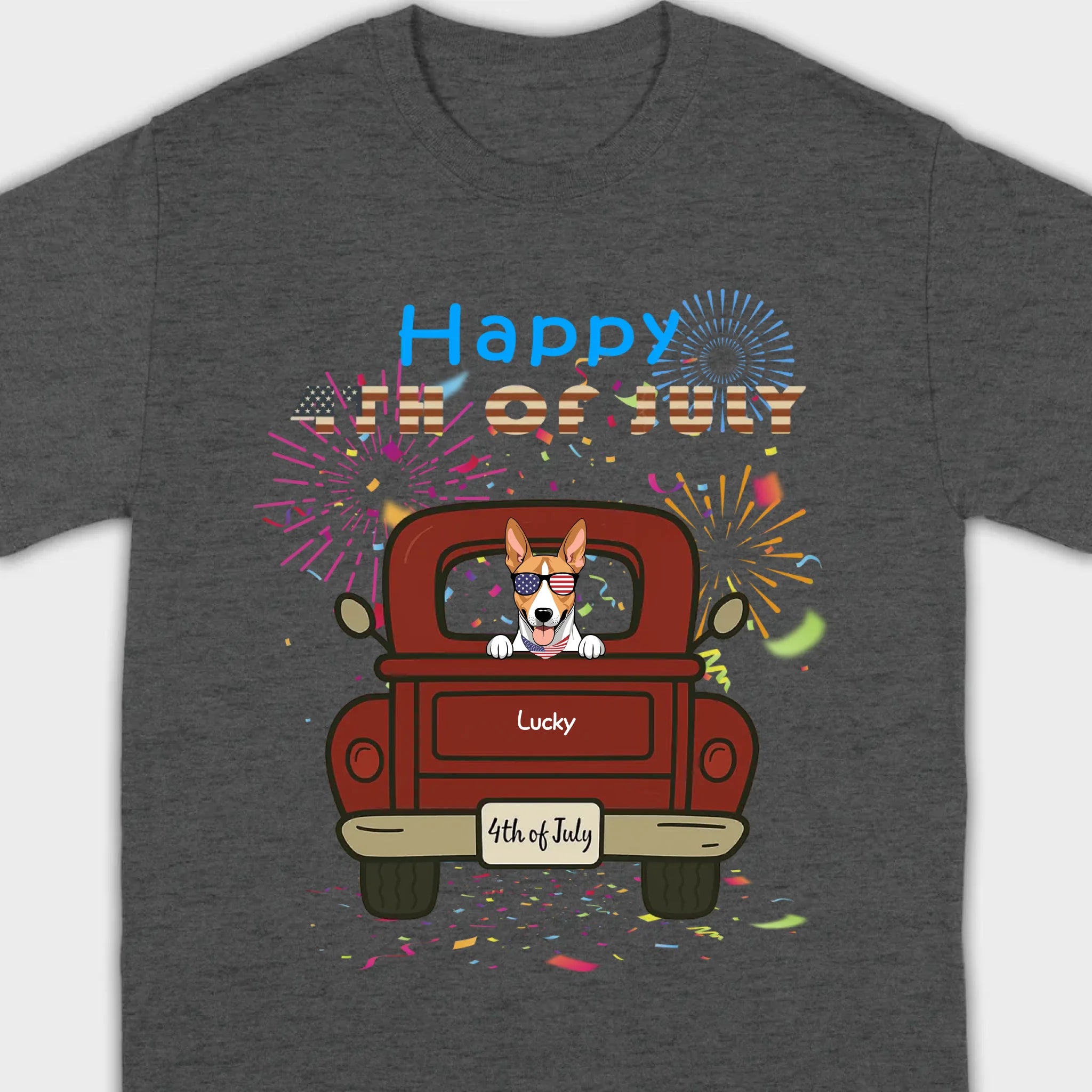 American Pup 4th of July Hoodie – Red Truck & Festive Fireworks - 89Prints
