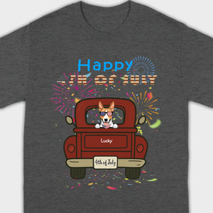 American Pup 4th of July Hoodie – Red Truck & Festive Fireworks - 89Prints