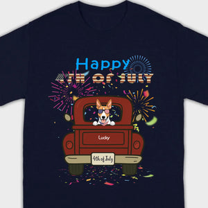 American Pup 4th of July Hoodie – Red Truck & Festive Fireworks - 89Prints
