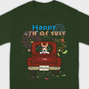 American Pup 4th of July Hoodie – Red Truck & Festive Fireworks - 89Prints