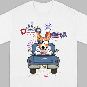 Dog Mom Patriotic Tee – Fun Fireworks & American Flag Dog Art - 89Prints