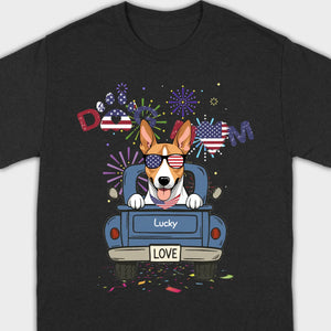 Dog Mom Patriotic Tee – Fun Fireworks & American Flag Dog Art - 89Prints