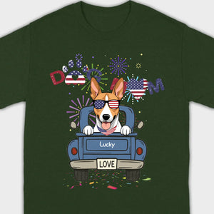 Dog Mom Patriotic Tee – Fun Fireworks & American Flag Dog Art - 89Prints