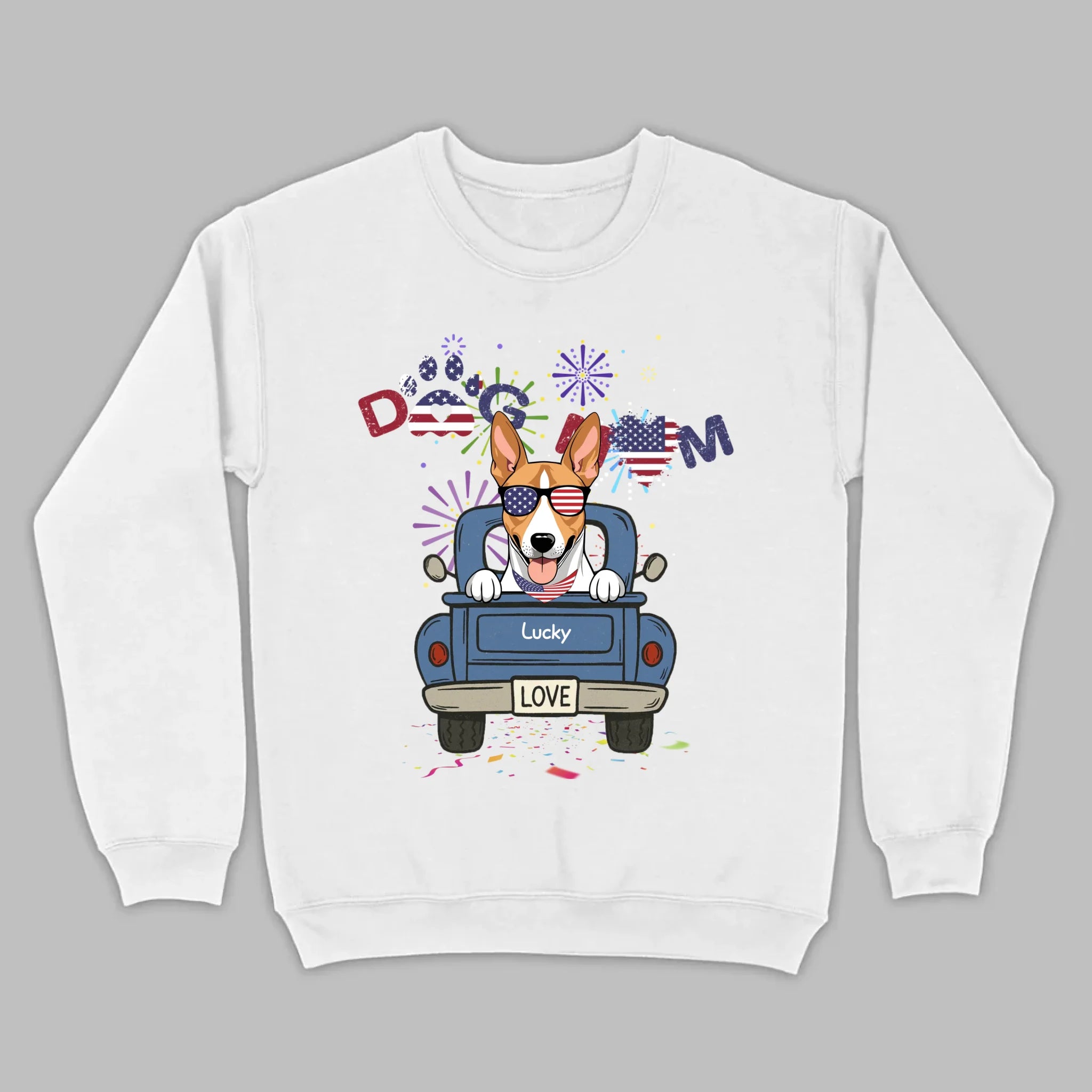 Dog Mom Patriotic Tee – Fun Fireworks & American Flag Dog Art - 89Prints