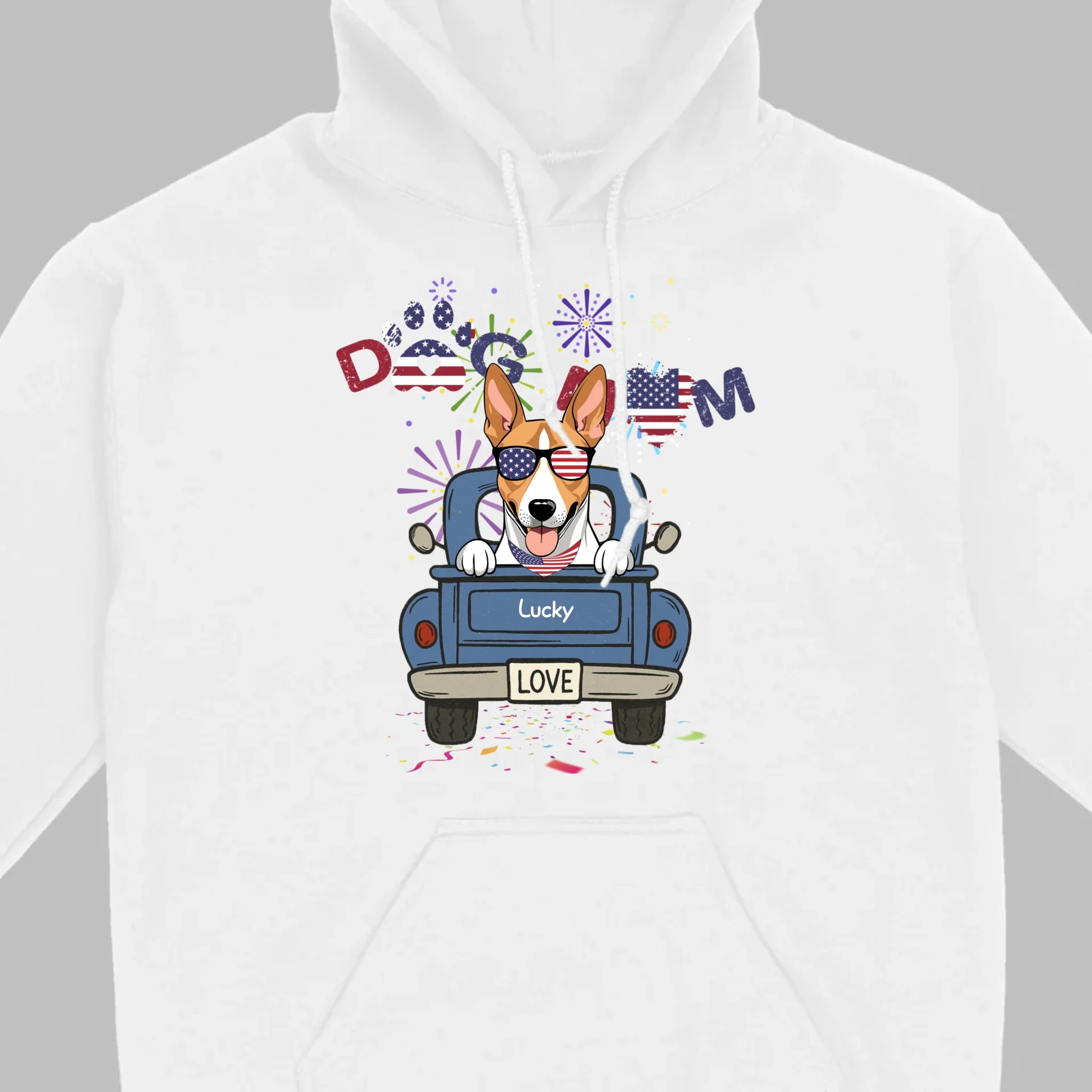 Dog Mom Patriotic Tee – Fun Fireworks & American Flag Dog Art - 89Prints